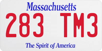 MA license plate 283TM3