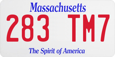 MA license plate 283TM7