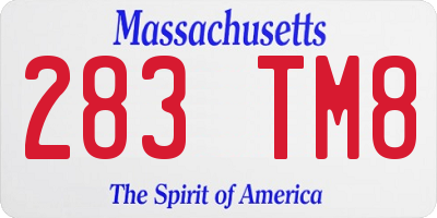 MA license plate 283TM8