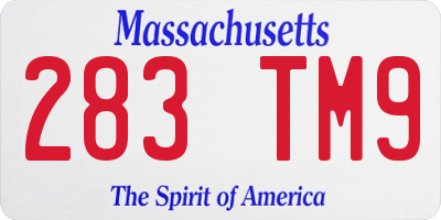 MA license plate 283TM9