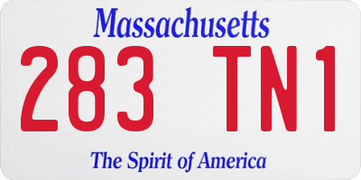 MA license plate 283TN1