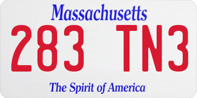 MA license plate 283TN3