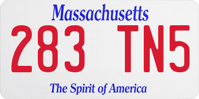 MA license plate 283TN5