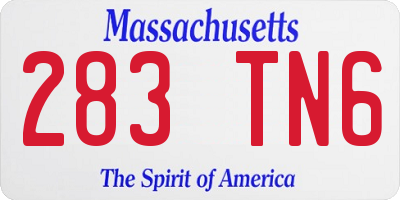 MA license plate 283TN6