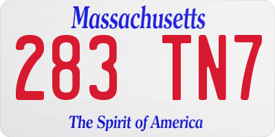 MA license plate 283TN7