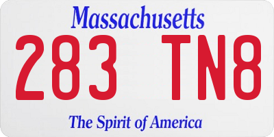 MA license plate 283TN8