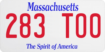MA license plate 283TO0