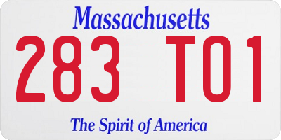 MA license plate 283TO1