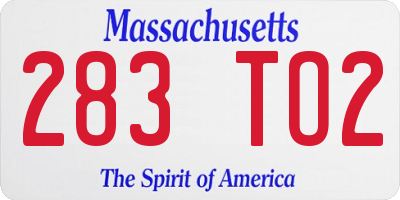 MA license plate 283TO2