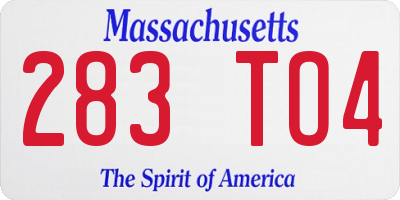 MA license plate 283TO4
