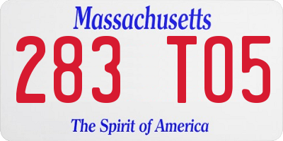 MA license plate 283TO5