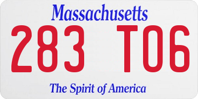 MA license plate 283TO6