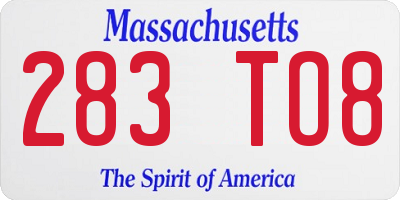 MA license plate 283TO8