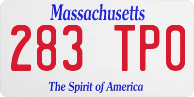 MA license plate 283TP0