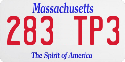 MA license plate 283TP3