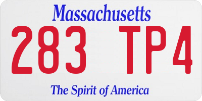 MA license plate 283TP4
