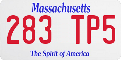 MA license plate 283TP5