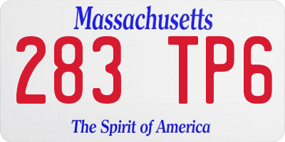 MA license plate 283TP6
