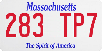 MA license plate 283TP7