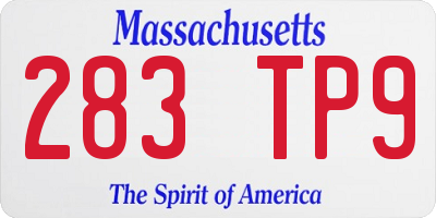 MA license plate 283TP9