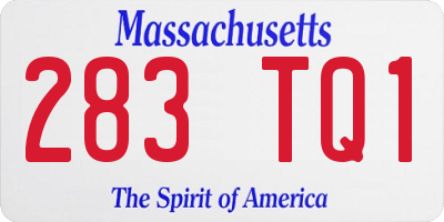 MA license plate 283TQ1