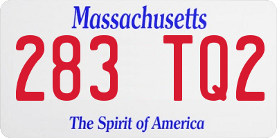 MA license plate 283TQ2