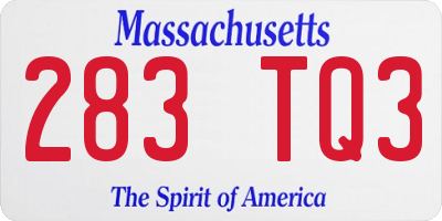 MA license plate 283TQ3