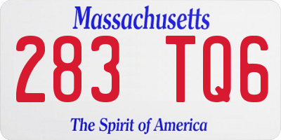 MA license plate 283TQ6