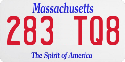 MA license plate 283TQ8