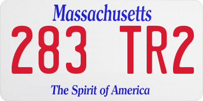 MA license plate 283TR2