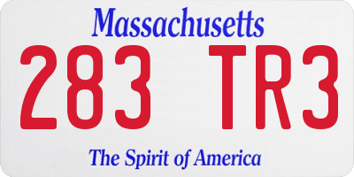 MA license plate 283TR3