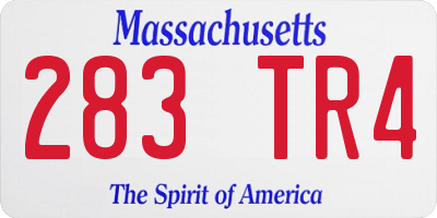 MA license plate 283TR4