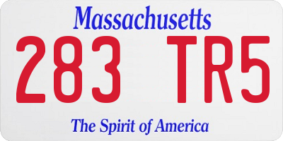 MA license plate 283TR5