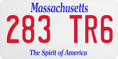 MA license plate 283TR6