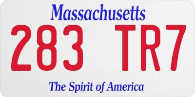 MA license plate 283TR7