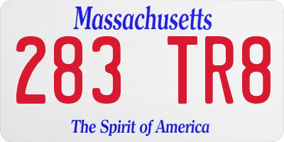 MA license plate 283TR8