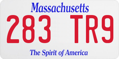 MA license plate 283TR9