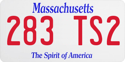 MA license plate 283TS2