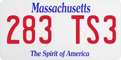 MA license plate 283TS3