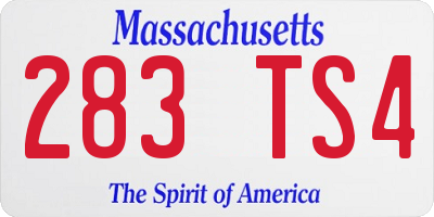 MA license plate 283TS4