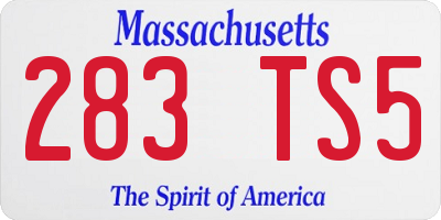 MA license plate 283TS5