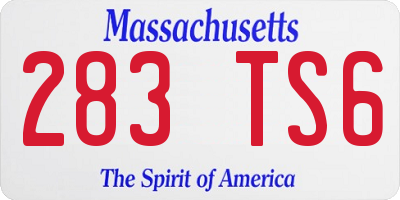 MA license plate 283TS6