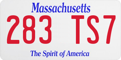 MA license plate 283TS7
