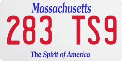 MA license plate 283TS9