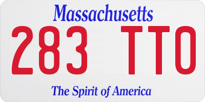 MA license plate 283TT0