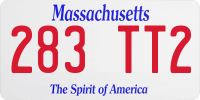 MA license plate 283TT2