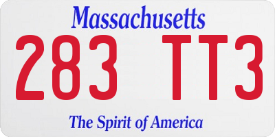 MA license plate 283TT3