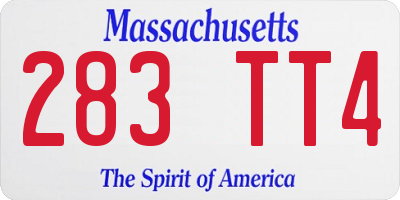 MA license plate 283TT4
