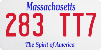 MA license plate 283TT7