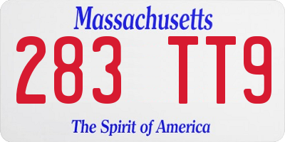 MA license plate 283TT9